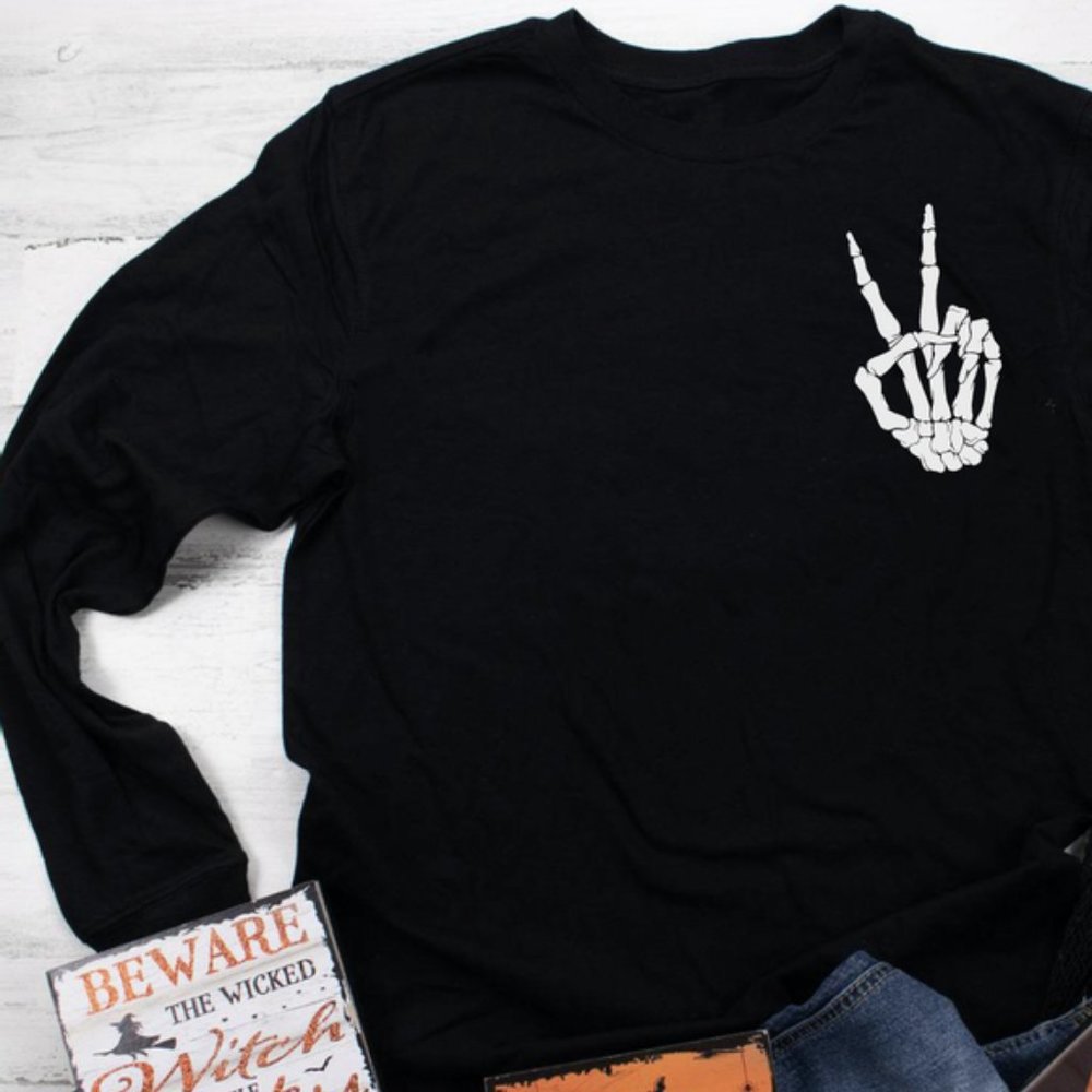 Peace Sign Skeleton Hand Sweatshirt